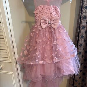 Pink Floral Kids Dress with Bow